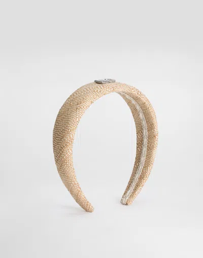 Dolce & Gabbana Raffia Canvas Headband With Dg Logo