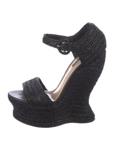 Pre-owned Dolce & Gabbana Raffia Espadrilles In Multi