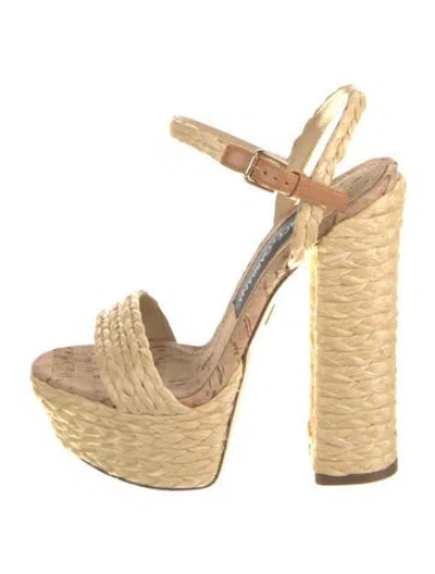 Pre-owned Dolce & Gabbana Raffia Espadrilles In Neutral