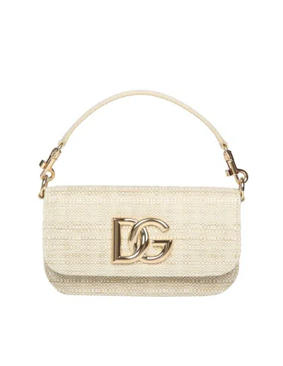 Dolce & Gabbana Raffia Handbag In Sand