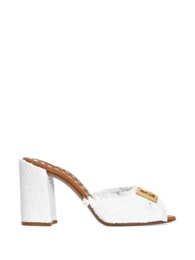 Dolce & Gabbana Raffia Mules In White