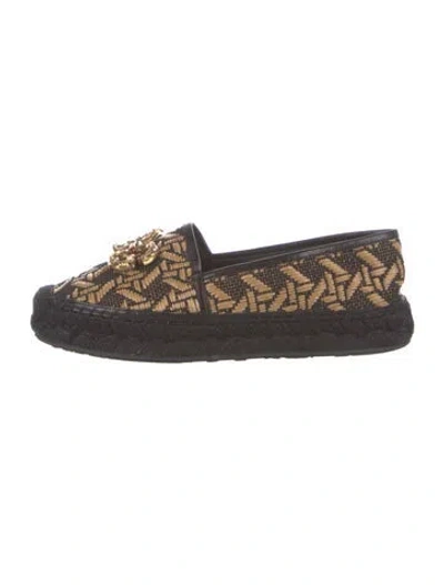Pre-owned Dolce & Gabbana Raffia Patterned Espadrilles In Brown