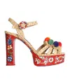 Dolce & Gabbana Keira Platform Heel Sandals Pompons Flowers In Multi