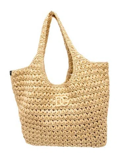 Pre-owned Dolce & Gabbana Raffia Raffia Tote In Neutrals