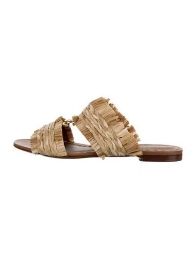 Pre-owned Dolce & Gabbana Raffia Slides In Gold