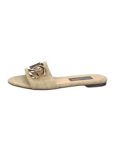 Pre-owned Dolce & Gabbana Raffia Slides In Neutrals