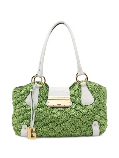 Pre-owned Dolce & Gabbana Raffia Tote Bag In Green