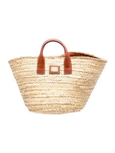 Pre-owned Dolce & Gabbana Raffia Tote In Neutrals