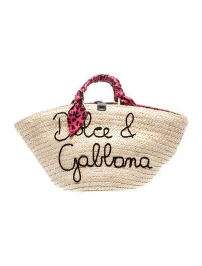 Pre-owned Dolce & Gabbana Raffia Tote In Neutrals