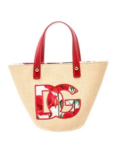 Pre-owned Dolce & Gabbana Raffia Tote Small In Neutrals