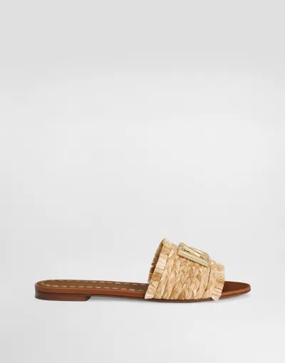 Dolce & Gabbana Rafia Braided Slipper In Multicolor