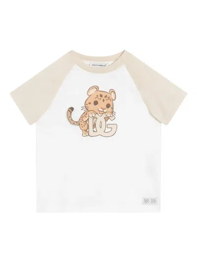 Dolce & Gabbana Babies' Raglan Sleeve Graphic T-shirt In White