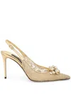 Dolce & Gabbana 90 Embellished Lurex Lace Slingback Pumps In Gold