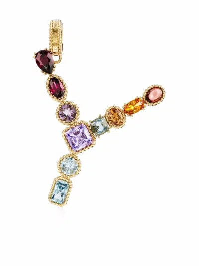 Dolce & Gabbana Rainbow Alphabet 18kt Yellow Gold Multi-stone Pendant
