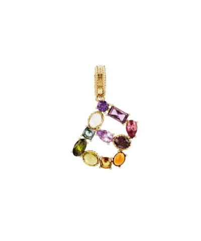 DOLCE & GABBANA RAINBOW ALPHABET B 18KT YELLOW GOLD MULTI-STONE PENDANT