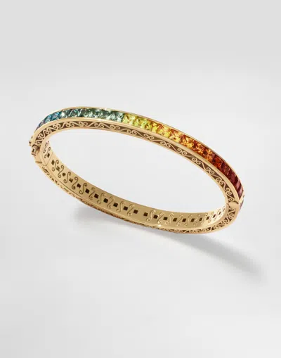 Dolce & Gabbana Rainbow Bracelet 18 Carat Yellow Gold And Multicolored Sapphires