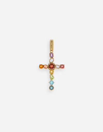 Dolce & Gabbana Rainbow Charm In Yellow Gold 18kt With Multicolor Stones