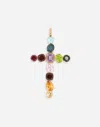 Dolce & Gabbana Rainbow Charm In Yellow Gold 18kt With Multicolor Stones In Gold