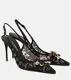 Dolce & Gabbana Verzierte Slingback-pumps Rainbow Aus Spitze In Schwarz