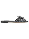 Dolce & Gabbana Crystal Lace Flat Sandals With Floral Overlay