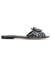 Dolce & Gabbana Crystal Lace Flat Sandals With Floral Overlay