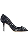 Dolce & Gabbana Rainbow Lace 90mm Brooch-detail Pumps In Blue