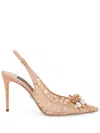 Dolce & Gabbana Rainbow Lace 90mm Slingback Pumps In Nude