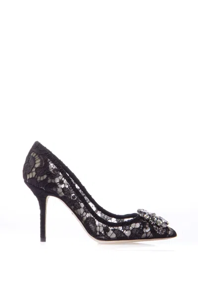 Dolce & Gabbana Rainbow Lace Pump With Brooch In Black