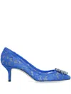 Dolce & Gabbana Lace Rainbow Pumps With Brooch Detailing In Blue