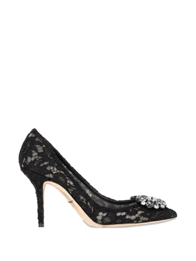 Pre-owned Dolce & Gabbana Rainbow Lace Pumps In Black