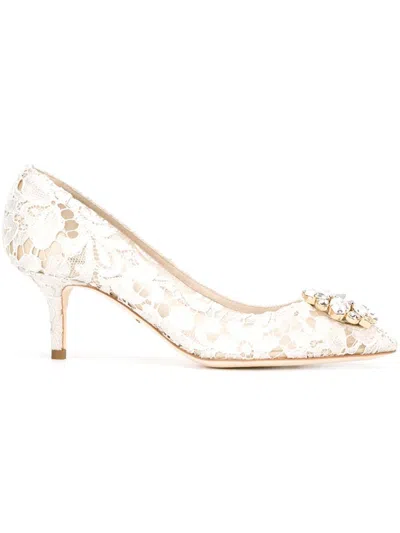 Dolce & Gabbana Lace Rainbow Pumps With Brooch Detailing In Multicolor