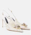 Dolce & Gabbana Crystal Lace Slingback Pumps In White