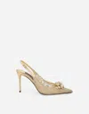 Dolce & Gabbana 90 Embellished Lurex Lace Slingback Pumps In Gold