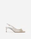 Dolce & Gabbana Rainbow Lace Slingbacks In Lurex Lace In Grey