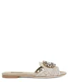 Dolce & Gabbana Lace Flat Sandals In Beige