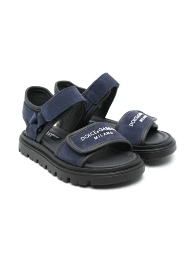 DOLCE & GABBANA RAISED LOGO-DETAIL SANDALS