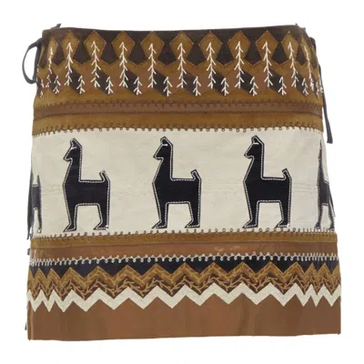 Pre-owned Dolce & Gabbana Rare D&g Dolce Gabanna Native American Aboriginal Aztec Suede Mini Skirt S In Brown