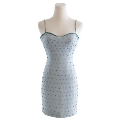 Pre-owned Dolce & Gabbana Rare Dolce&gabbana Vintage S/s 1995 Light Blue Crystal Embellished Mini Dress
