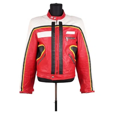 Pre-owned Dolce & Gabbana Rare  S/s 2001 Runway Biker Leather Jacket Usher Gisele Bündchen In Red