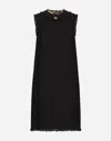 Dolce & Gabbana Raschel Tweed Calf-length Dress With Dg Logo In Black