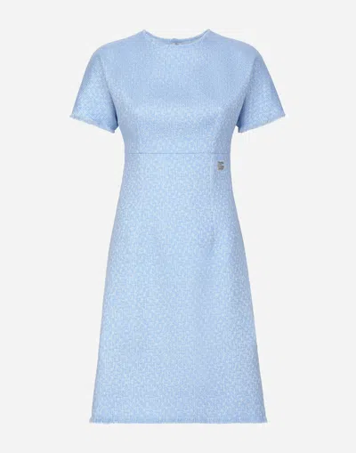 DOLCE & GABBANA RASCHEL TWEED MIDI DRESS WITH DG LOGO