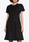 Dolce & Gabbana Midi Black Dress With Dg Detail In Black