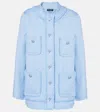 Dolce & Gabbana Light Blue Single-breasted Jacket With Logo Detail On Buttons In Cotton Blend Woman In Glicine Viola Chiari