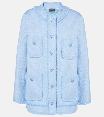 Dolce & Gabbana Women Light Blue Single-breasted Jacket With Logo Detail On Buttons In Cotton Blend