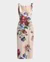 Dolce & Gabbana Flower Print Satin Sheath Longuette Dress