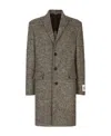 Dolce & Gabbana Single-breasted Melange Diagonal-weave Wool Coat In Gray