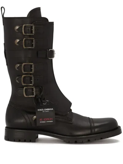 Dolce & Gabbana Leather Boots In Black