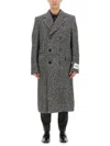 Dolce & Gabbana Re Edition Coat In Houndstooth Wool In Black