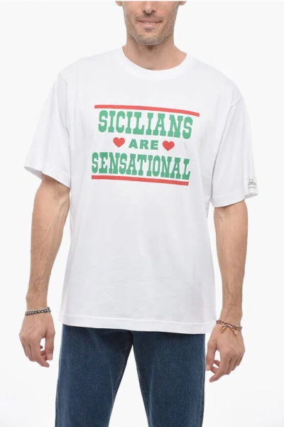 Dolce & Gabbana Re-edition Crew Neck Sicilians Cotton T-shirt In White