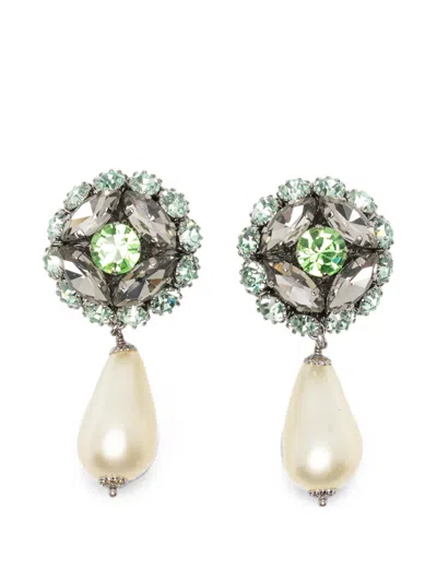 Pre-owned Dolce & Gabbana Re Edition Crystal-embellished Drop Earrings In Silver